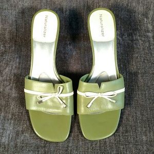 Naturalizer Green & Cream Slides